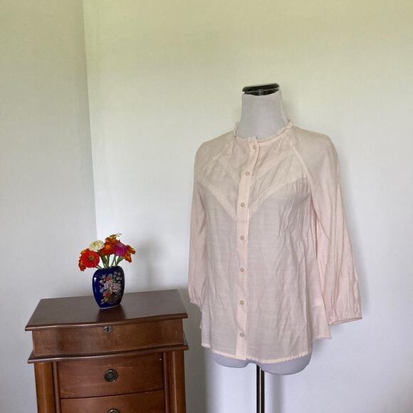 Lauren Conrad Blush Buttondown Top, Size XS - Picture 1 of 10